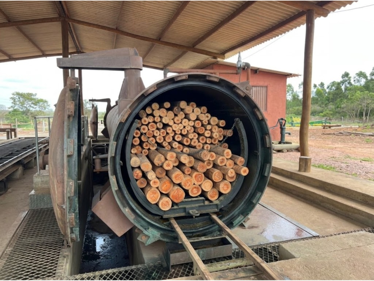 Processo industrial de tratamento de eucalipto em autoclave pelo método CCA vácuo-pressão